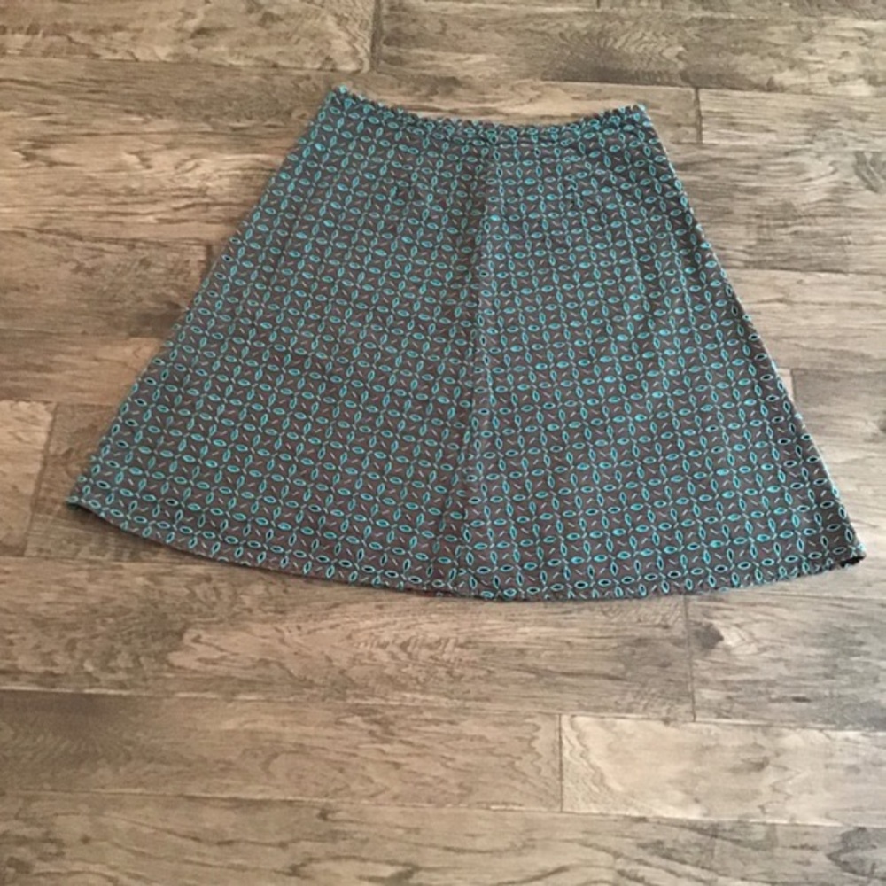 Kim Rogers Signature Eyelet A-Line Brown and Turquoise Skirt Size 12